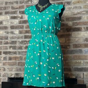 41 Hawthorn Women Dress Small Green Sundress Sleeveless Short Floral Polyester